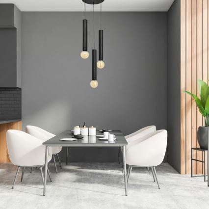 Lustr na lanku TUBA 3xE27/15W/230V černá