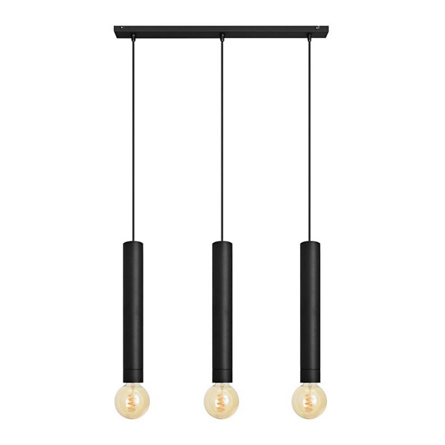 Lustr na lanku TUBA 3xE27/15W/230V černá