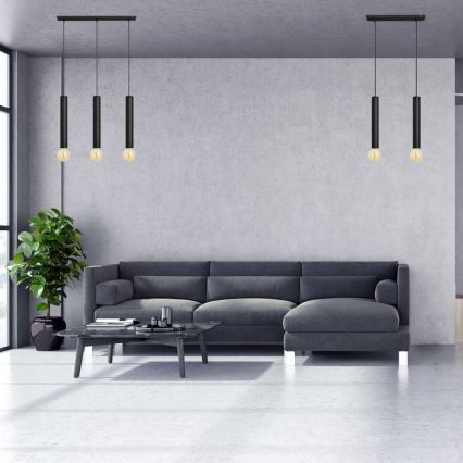 Lustr na lanku TUBA 3xE27/15W/230V černá