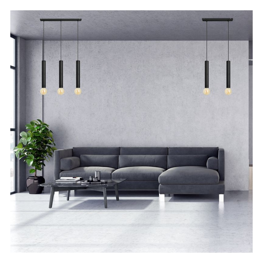 Lustr na lanku TUBA 3xE27/15W/230V černá