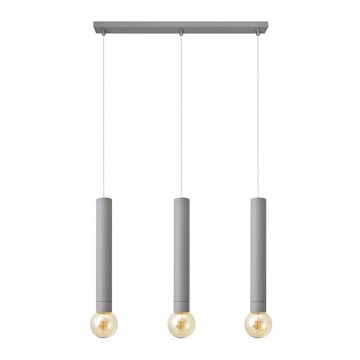 Lustr na lanku TUBA 3xE27/15W/230V šedá