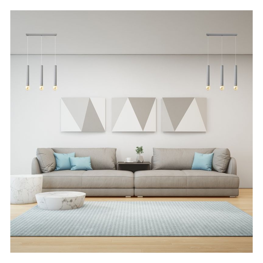 Lustr na lanku TUBA 3xE27/15W/230V šedá