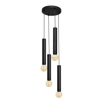Lustr na lanku TUBA 4xE27/15W/230V černá