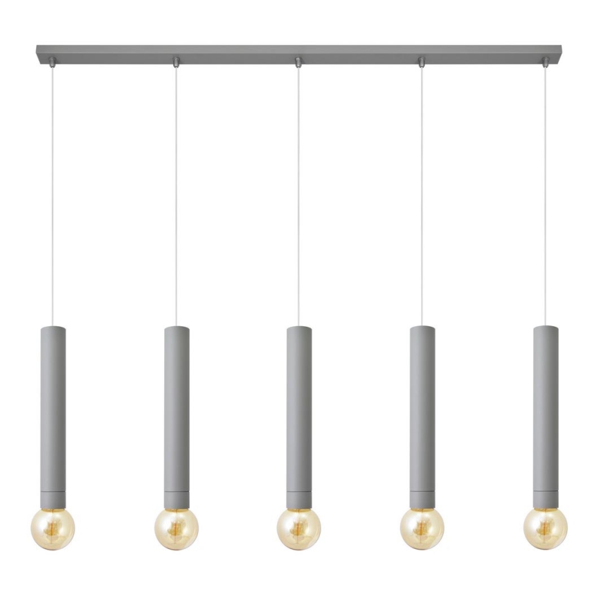 Lustr na lanku TUBA 5xE27/15W/230V šedá