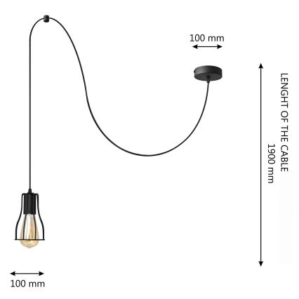 Lustr na lanku TUBE 1xE27/15W/230V černá