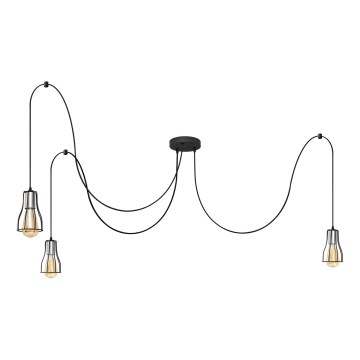 Lustr na lanku TUBE 3xE27/10W/230V pavouk černá/lesklý chrom