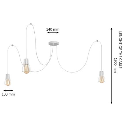 Lustr na lanku TUBE 3xE27/15W/230V pavouk bílá