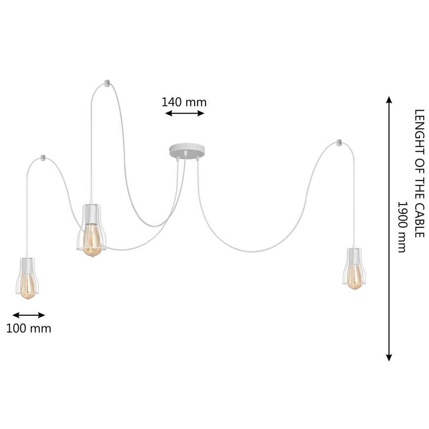 Lustr na lanku TUBE 3xE27/15W/230V pavouk bílá