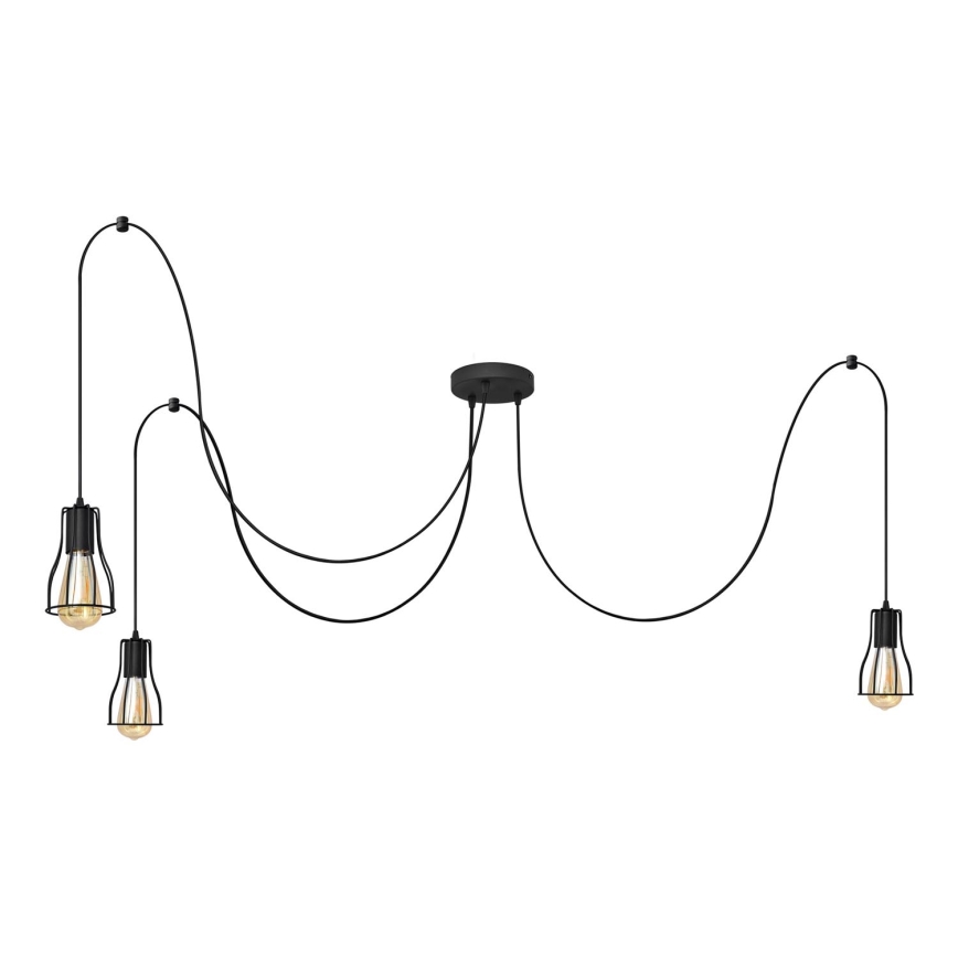 Lustr na lanku TUBE 3xE27/15W/230V pavouk černá