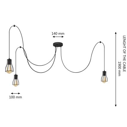 Lustr na lanku TUBE 3xE27/15W/230V pavouk černá