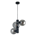 Lustr na lanku TUBE 3xE27/60W/230V černá/kouřová černá