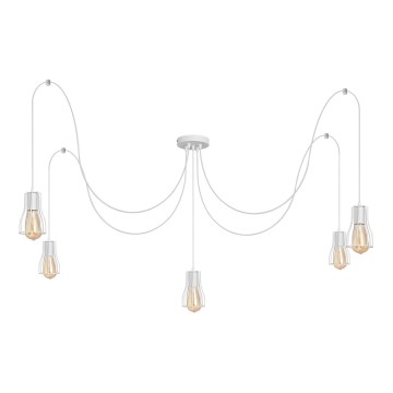Lustr na lanku TUBE 5xE27/15W/230V pavouk bílá