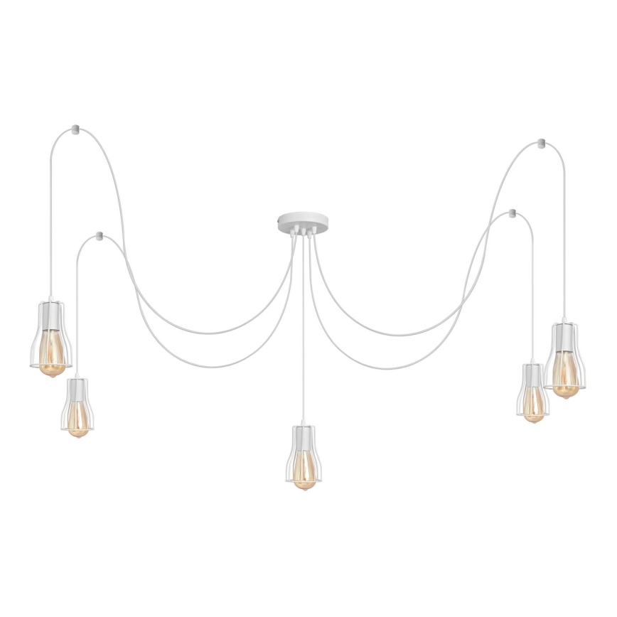Lustr na lanku TUBE 5xE27/15W/230V pavouk bílá