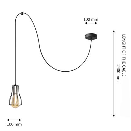 Lustr na lanku TUBE LONG 1xE27/15W/230V černá/lesklý chrom