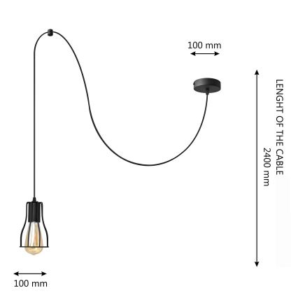 Lustr na lanku TUBE LONG 1xE27/15W/230V černá