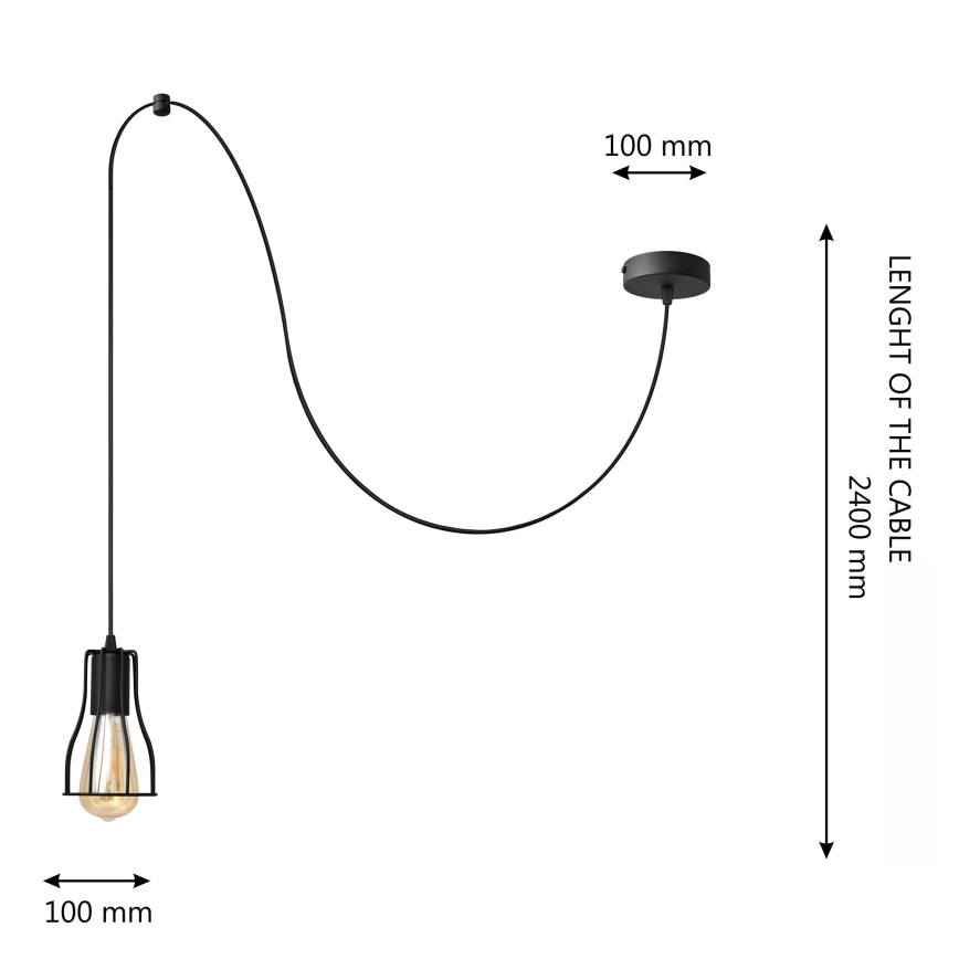 Lustr na lanku TUBE LONG 1xE27/15W/230V černá