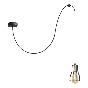Lustr na lanku TUBE LONG 1xE27/15W/230V černá/lesklý chrom