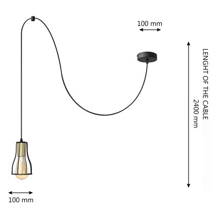 Lustr na lanku TUBE LONG 1xE27/15W/230V černá/zlatá