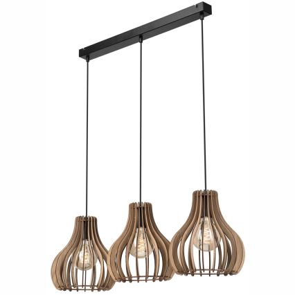 Lustr na lanku TUCCI 3xE27/15W/230V dub/černá