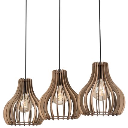 Lustr na lanku TUCCI 3xE27/15W/230V dub/černá