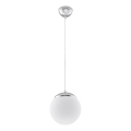 Lustr na lanku UGO 1xE27/15W/230V pr. 20 cm bílá/lesklý chrom