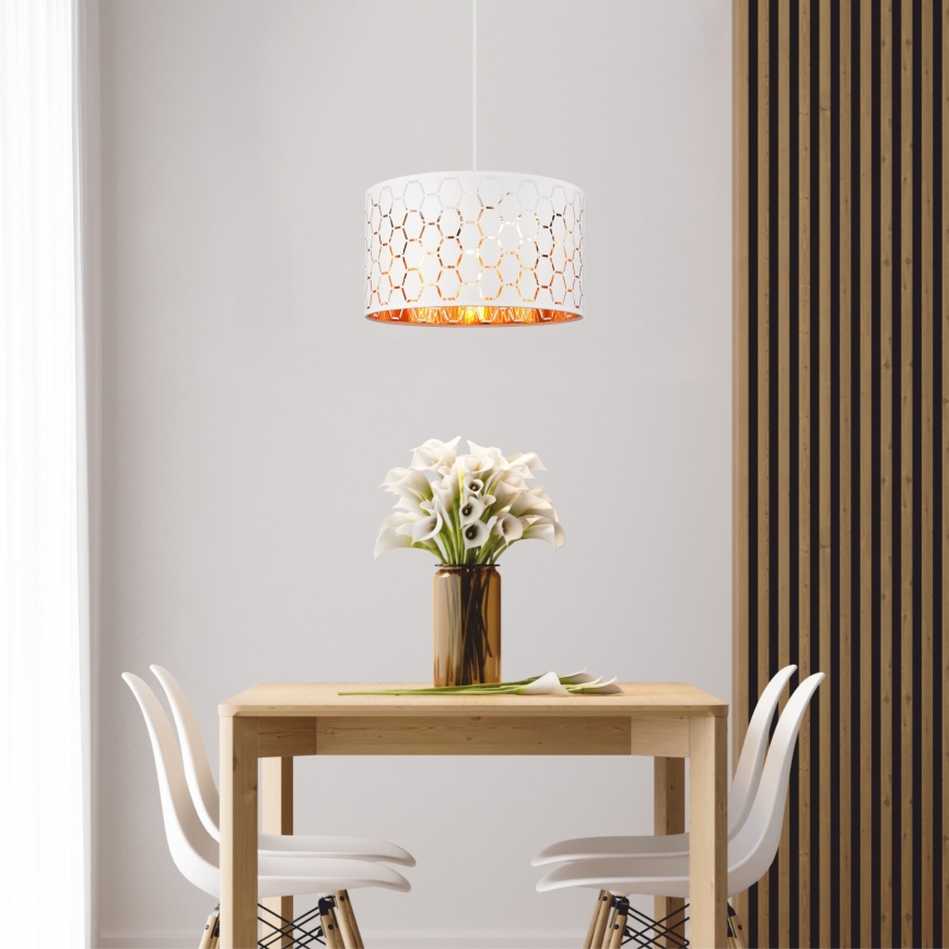 Lustr na lanku ULLE 1xE27/15W/230V bílá