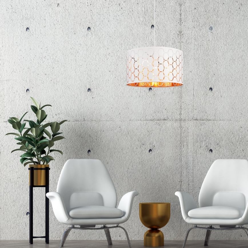 Lustr na lanku ULLE 1xE27/15W/230V bílá