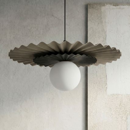 Lustr na lanku UMBRA 1xG9/8W/230V černá/béžová