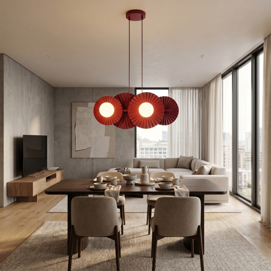 Lustr na lanku UMBRA 4xG9/8W/230V červená