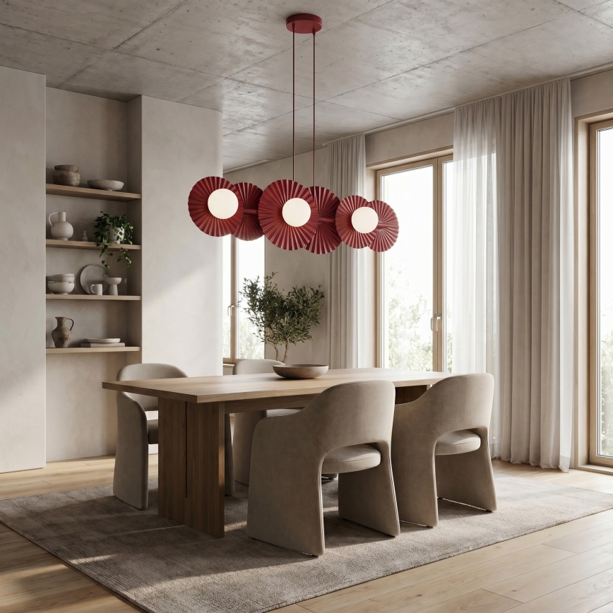 Lustr na lanku UMBRA 6xG9/8W/230V červená