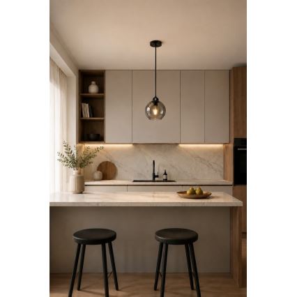 Lustr na lanku UNO 1xE27/60W/230V černá/kouřová