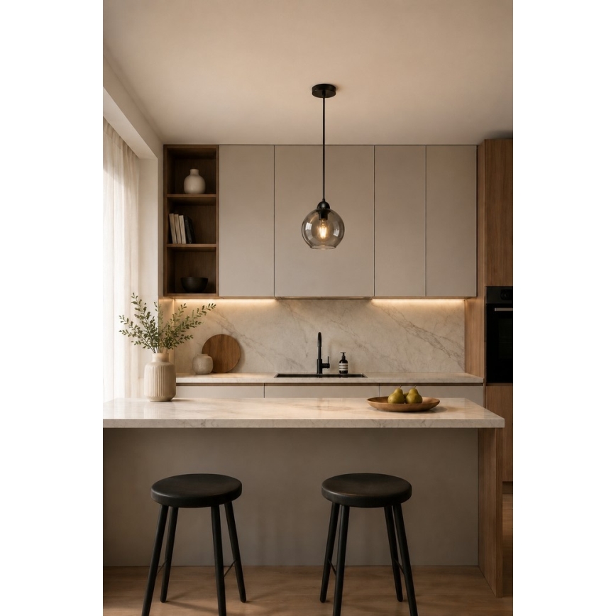 Lustr na lanku UNO 1xE27/60W/230V černá/kouřová