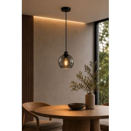 Lustr na lanku UNO 1xE27/60W/230V černá/kouřová