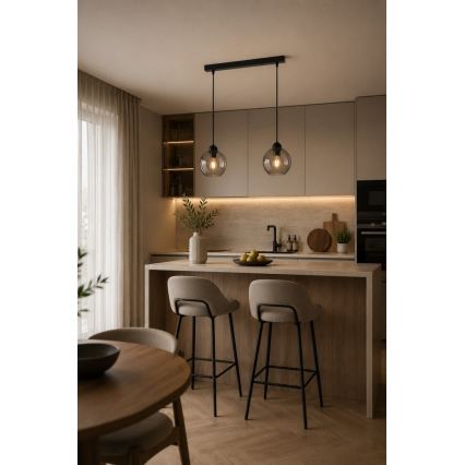 Lustr na lanku UNO 2xE27/60W/230V černá