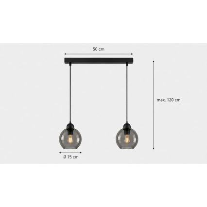 Lustr na lanku UNO 2xE27/60W/230V černá