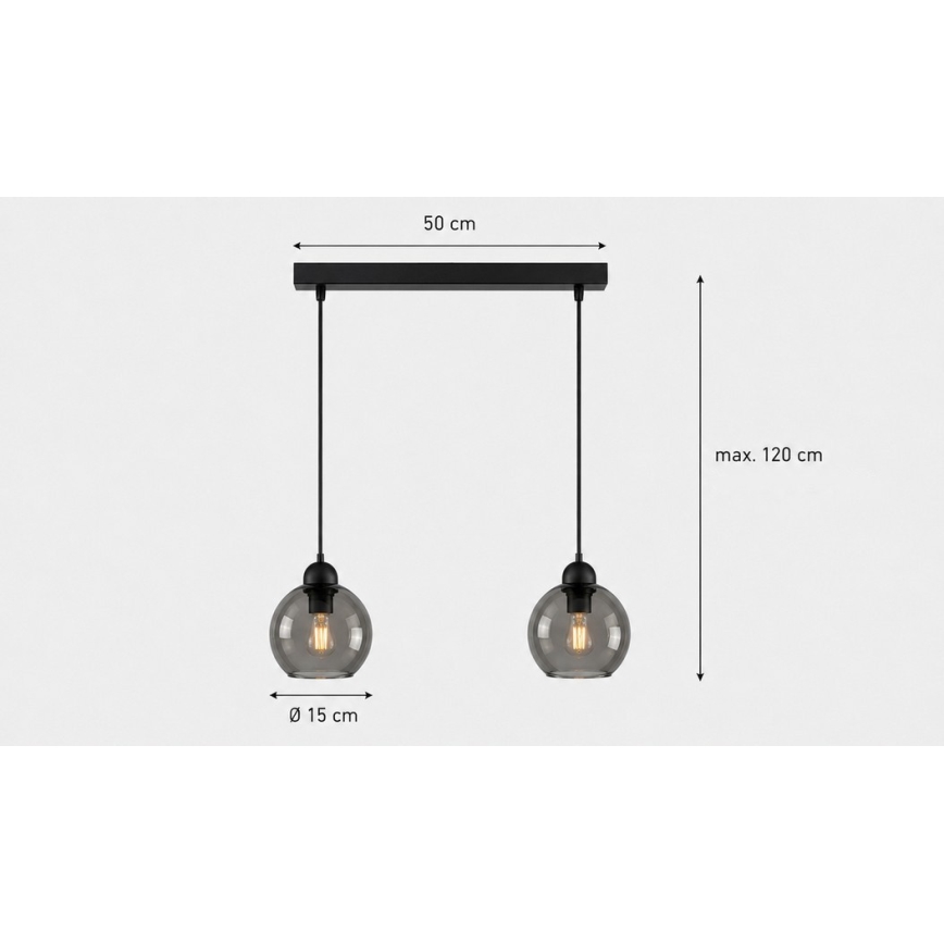 Lustr na lanku UNO 2xE27/60W/230V černá