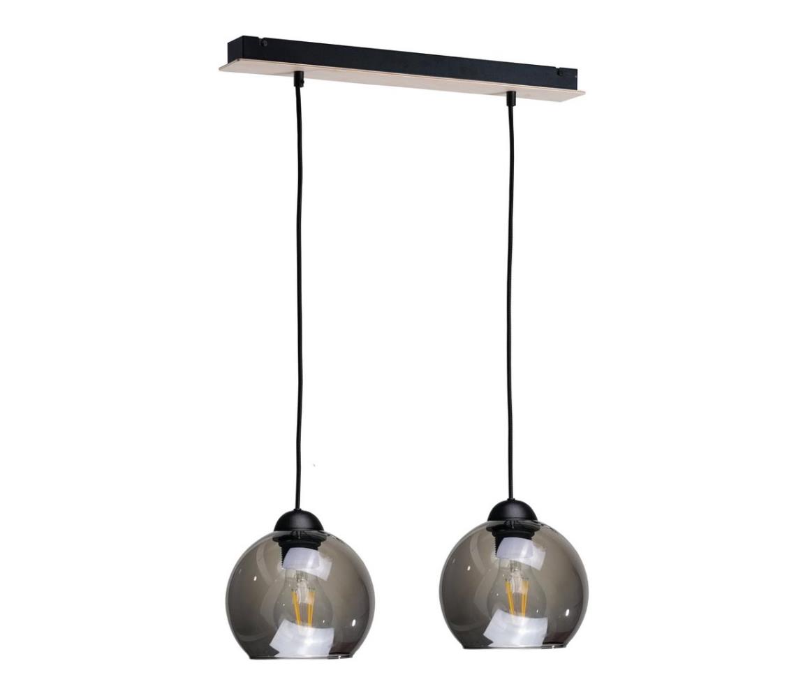 Namat Lustr na lanku UNO WOOD 2xE27/60W/230V černá/hnědá NA0226