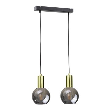 Lustr na lanku UPRA 2xE27/60W/230V černá/zlatá