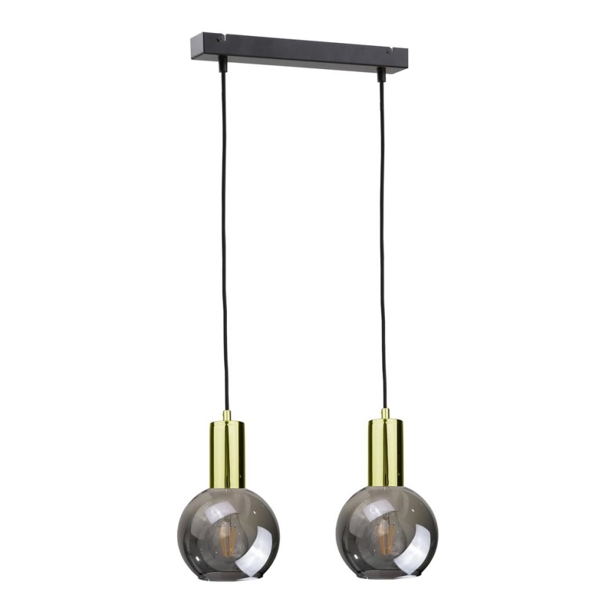 Lustr na lanku UPRA 2xE27/60W/230V černá/zlatá