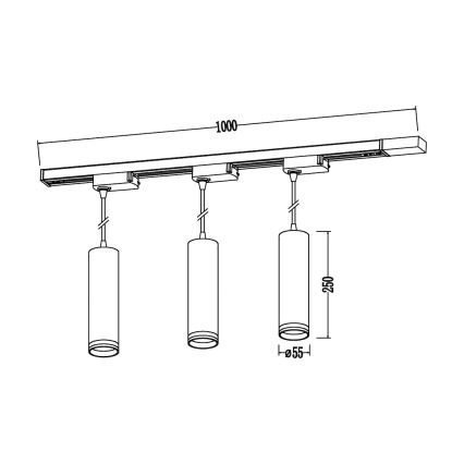 Lustr na lanku v lištovém systému PIPE 3xGU10/10W/230V černá