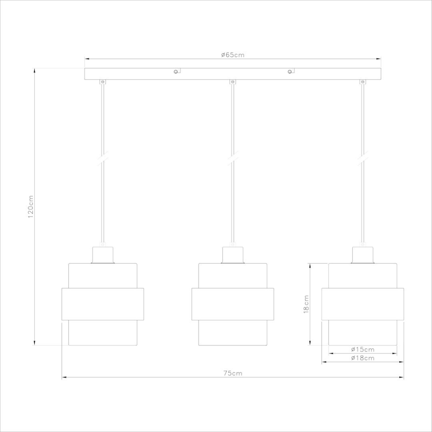 Lustr na lanku VALENTINO 3xE27/15W/230V béžová/čirá