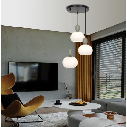 Lustr na lanku VALISIA 3xE27/40W/230V černá/olivová