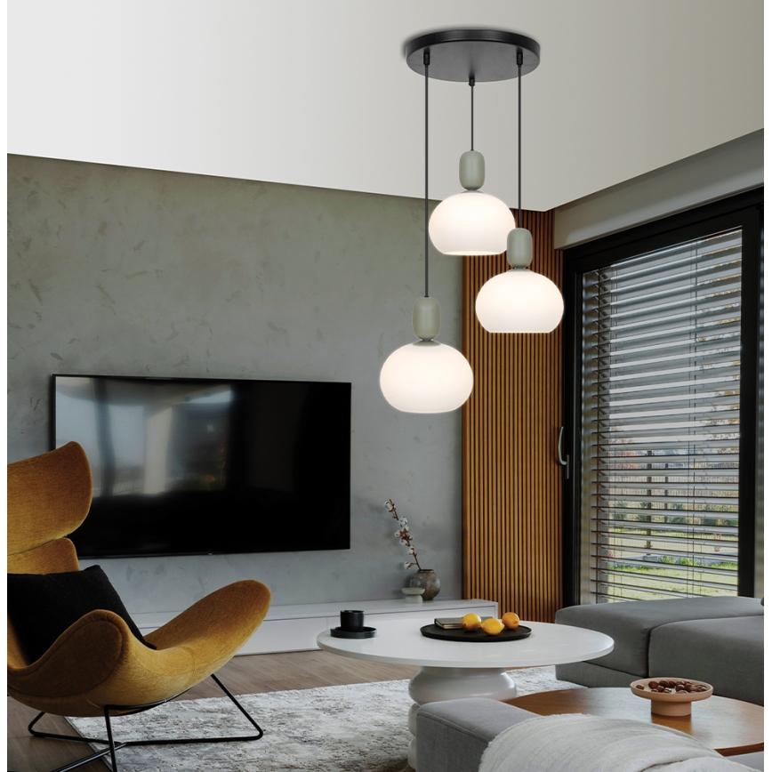Lustr na lanku VALISIA 3xE27/40W/230V černá/olivová