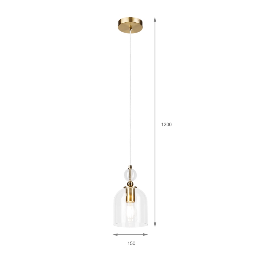 Lustr na lanku VELARE 1xE27/15W/230V zlatá/čirá