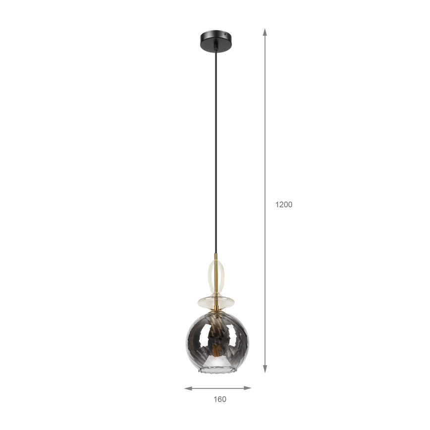 Lustr na lanku VELLO 1xE27/15W/230V černá/kouřová béžová/černá