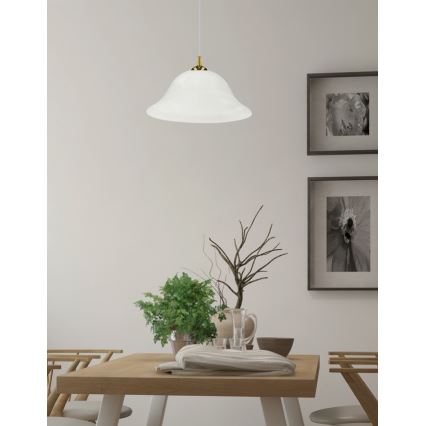 Lustr na lanku VERA 1xE27/60W/230V zlatá/bílá