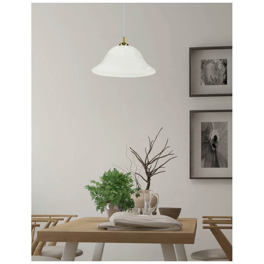 Lustr na lanku VERA 1xE27/60W/230V zlatá/bílá