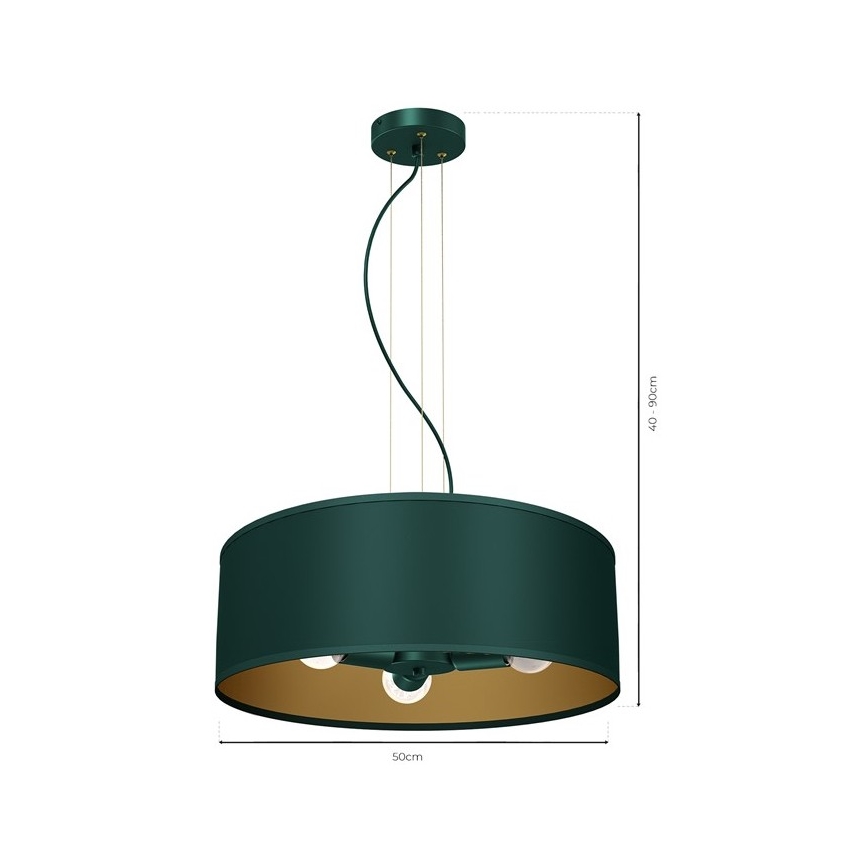 Lustr na lanku VERDE 3xE27/60W/230V zelená