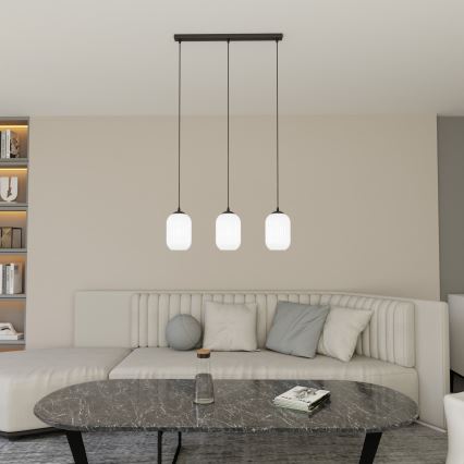 Lustr na lanku VERDI 3xE27/15W/230V černá/bílá