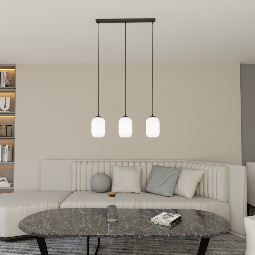Lustr na lanku VERDI 3xE27/15W/230V černá/bílá